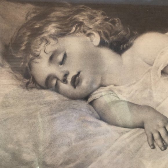 Vintage Other - VINTAGE FRAMED ANTIQUE SLEEPING BABY WALL DECOR
